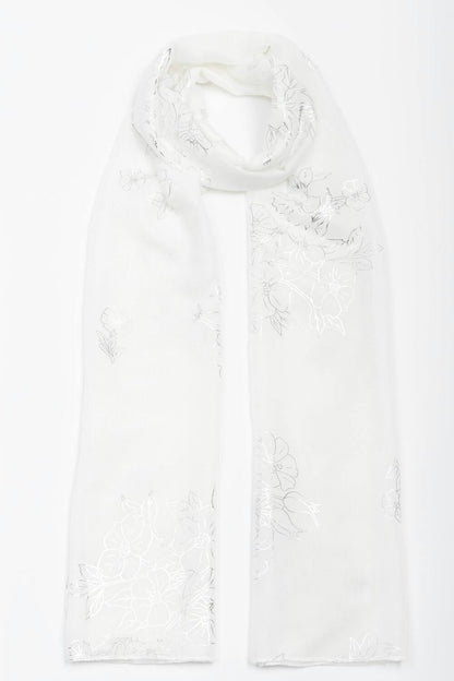  Floral Foil Print Scarf