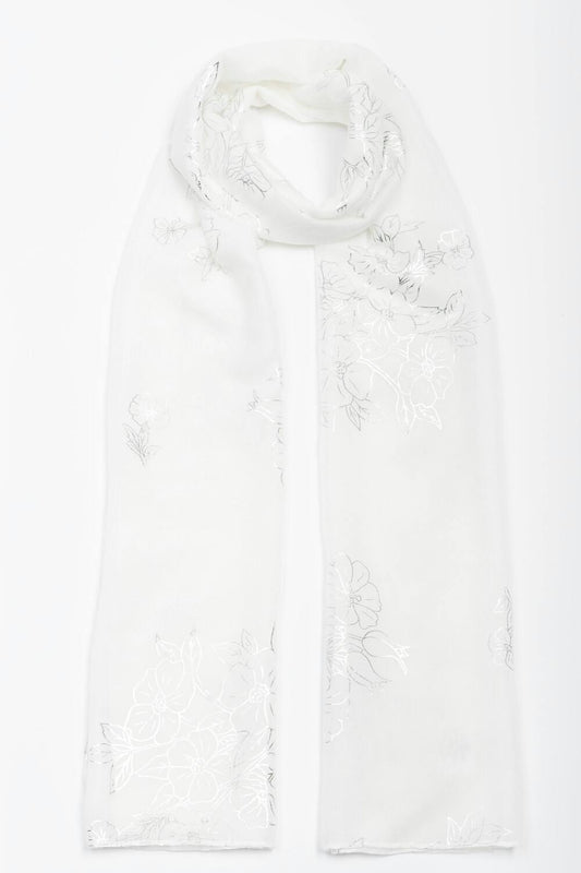  Floral Foil Print Scarf