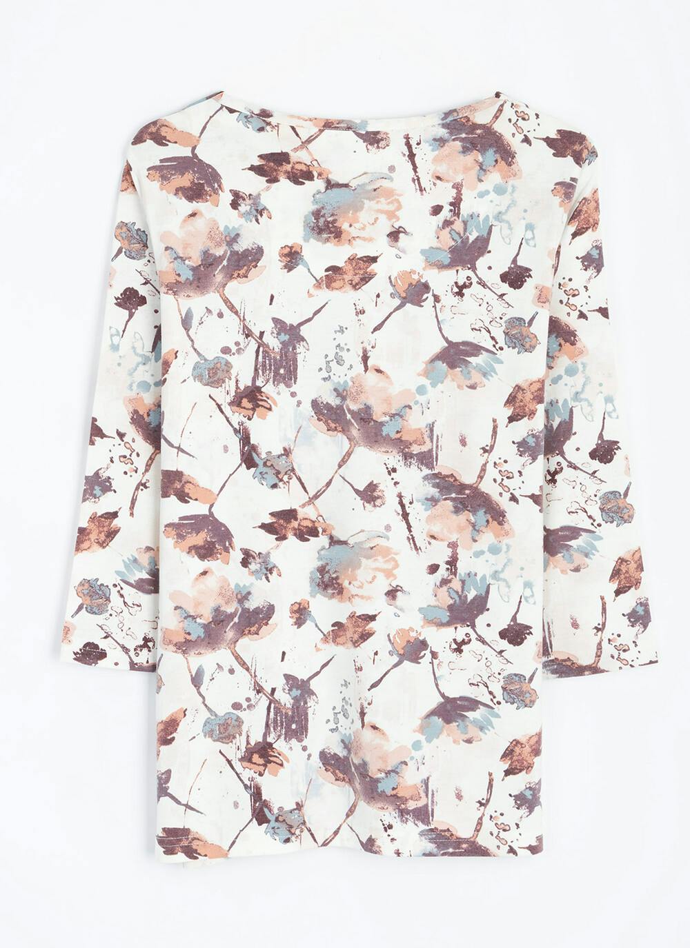  Soft Touch Pearl Trim Print Top