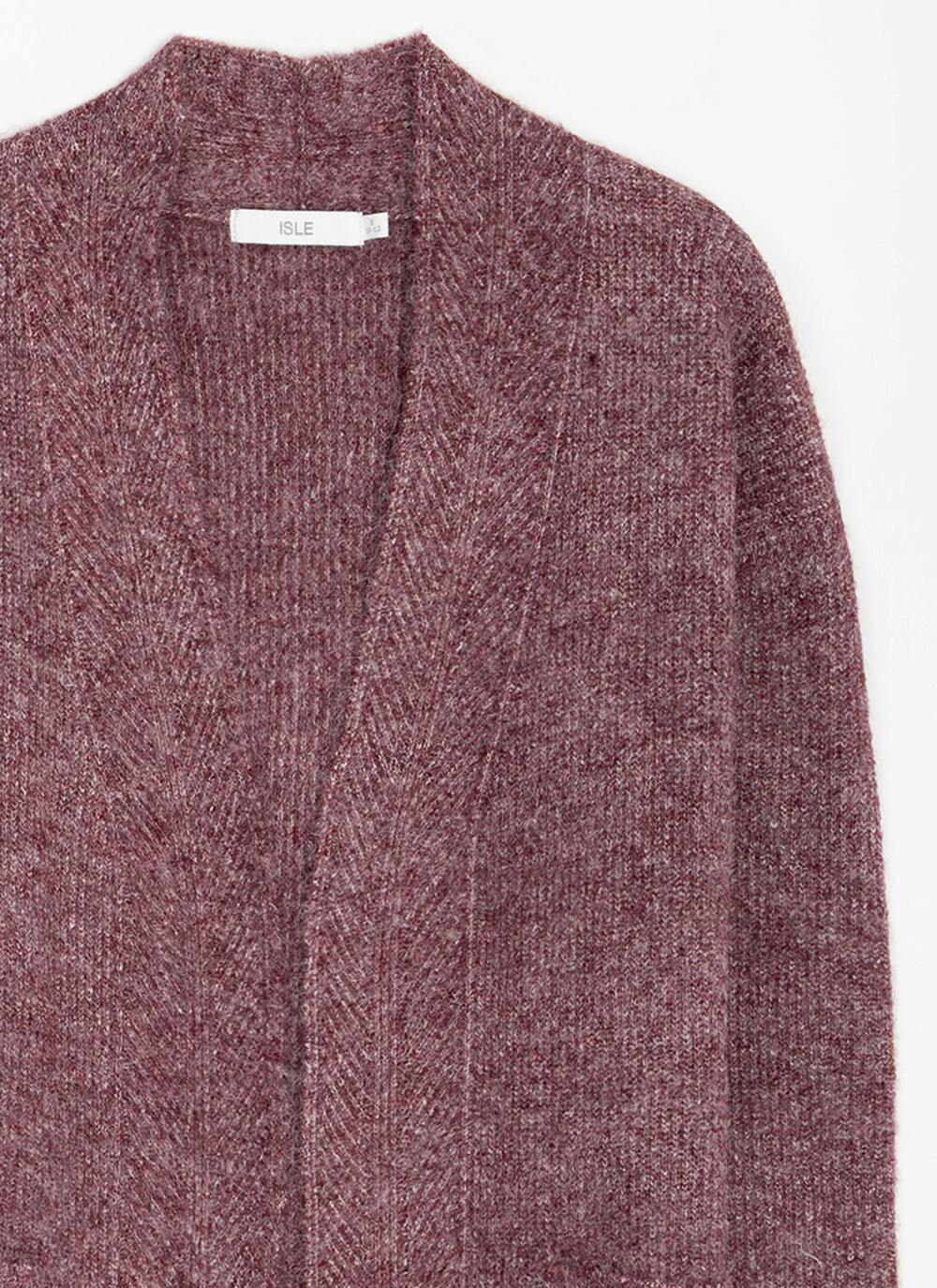  Wool Blend Ribbed Edge To Edge Cardigan