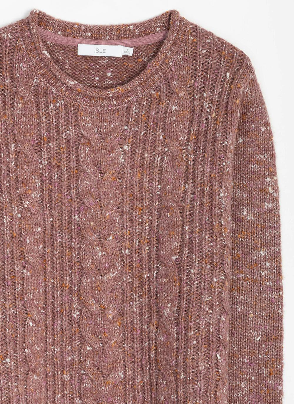  Wool Blend Cable Nep Knit Crew Neck Jumper