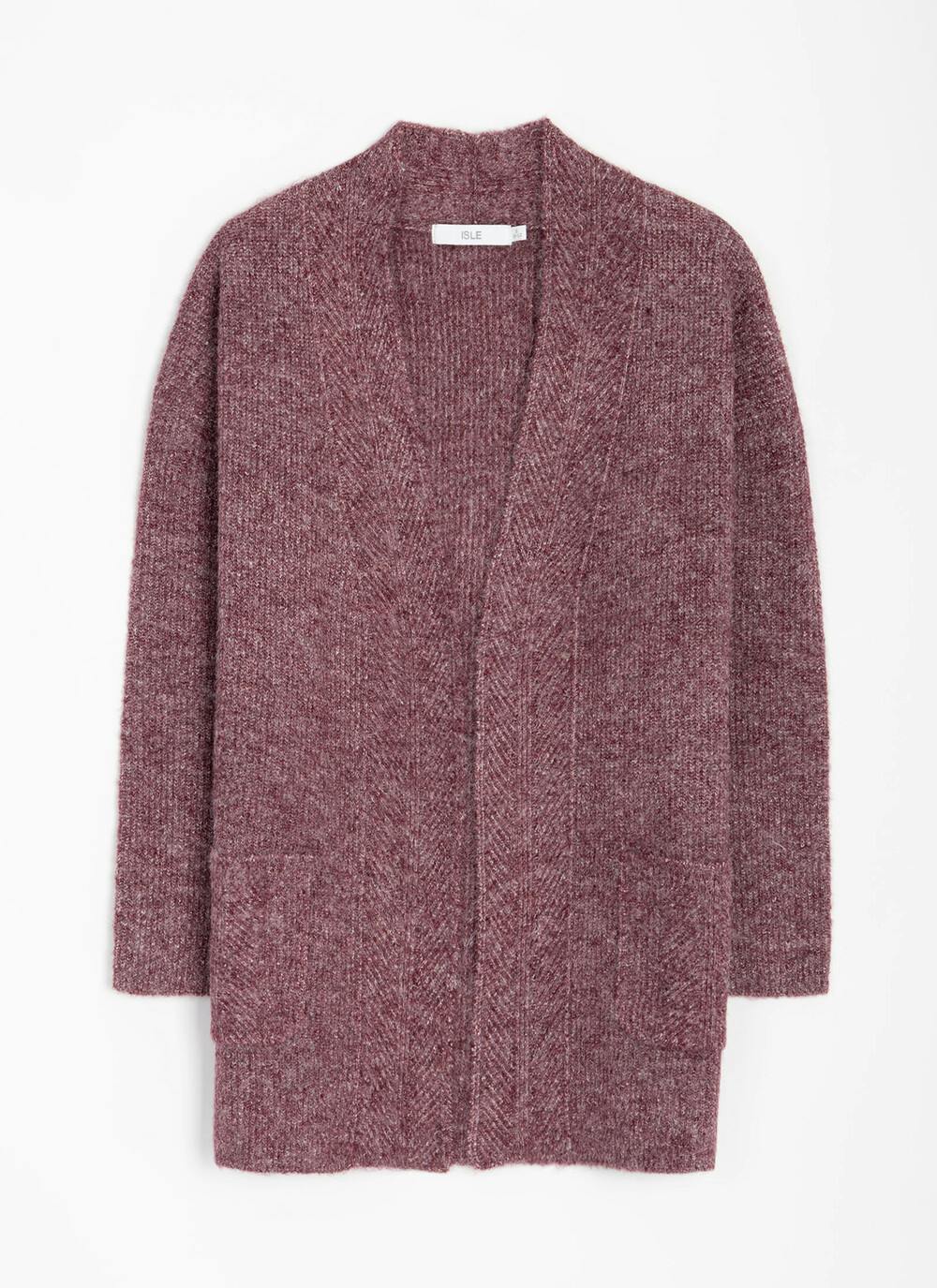  Wool Blend Ribbed Edge To Edge Cardigan