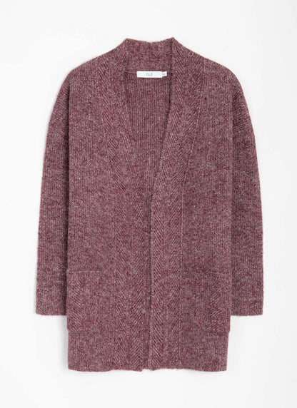  Wool Blend Ribbed Edge To Edge Cardigan