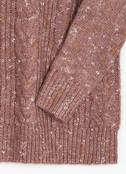  Wool Blend Cable Nep Knit Crew Neck Jumper