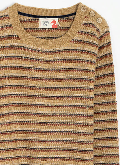  Textured Stripe Crew Neck Jumper