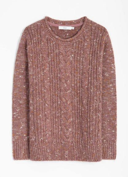  Wool Blend Cable Nep Knit Crew Neck Jumper