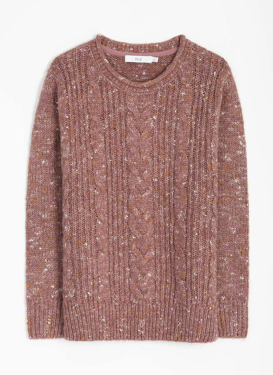  Wool Blend Cable Nep Knit Crew Neck Jumper