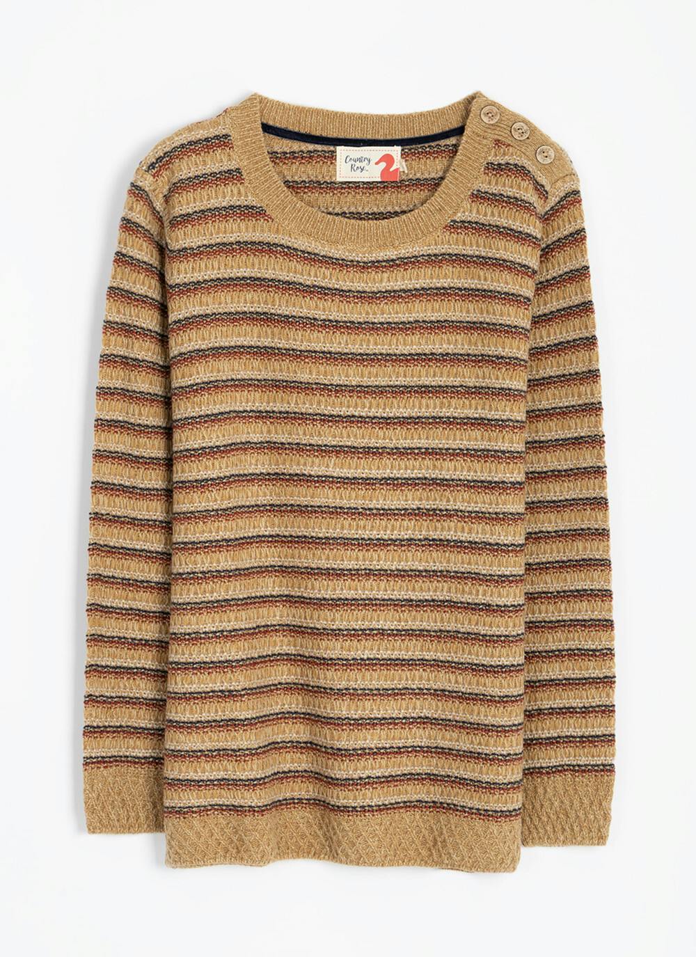  Textured Stripe Crew Neck Jumper