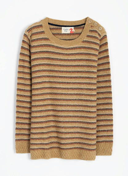  Textured Stripe Crew Neck Jumper