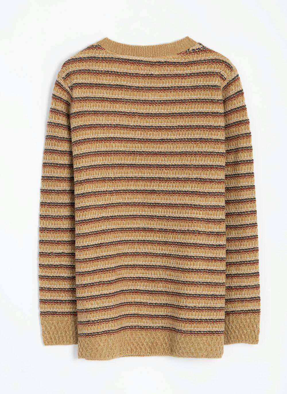  Textured Stripe Crew Neck Jumper