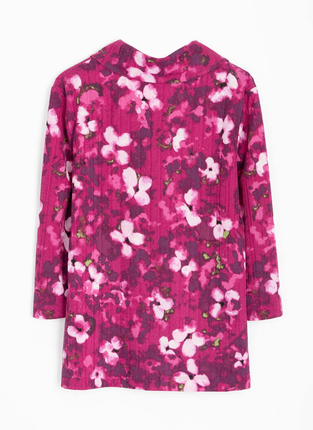  Textured Print Cowl Neck Top