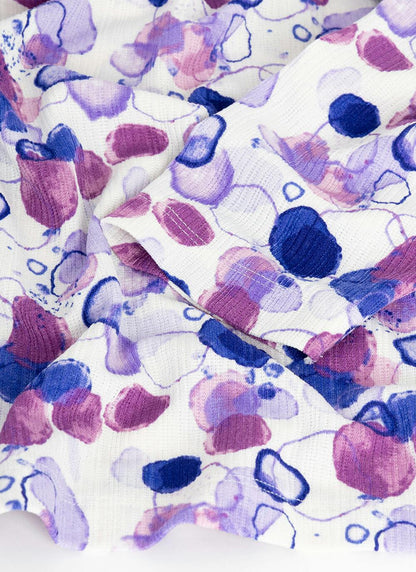  Textured Ruched Neck Print Top