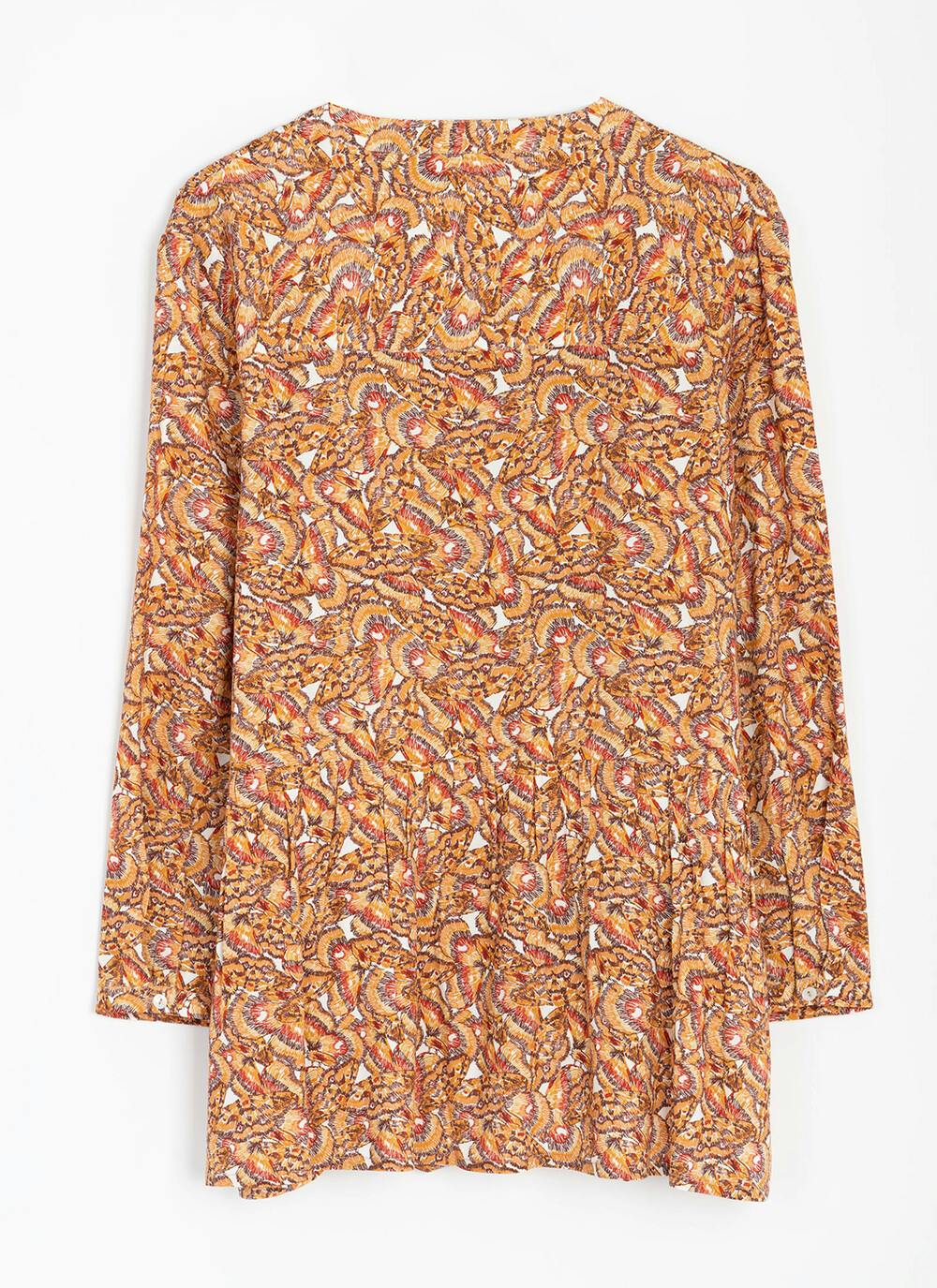  Shirred Notch Neck Blouse