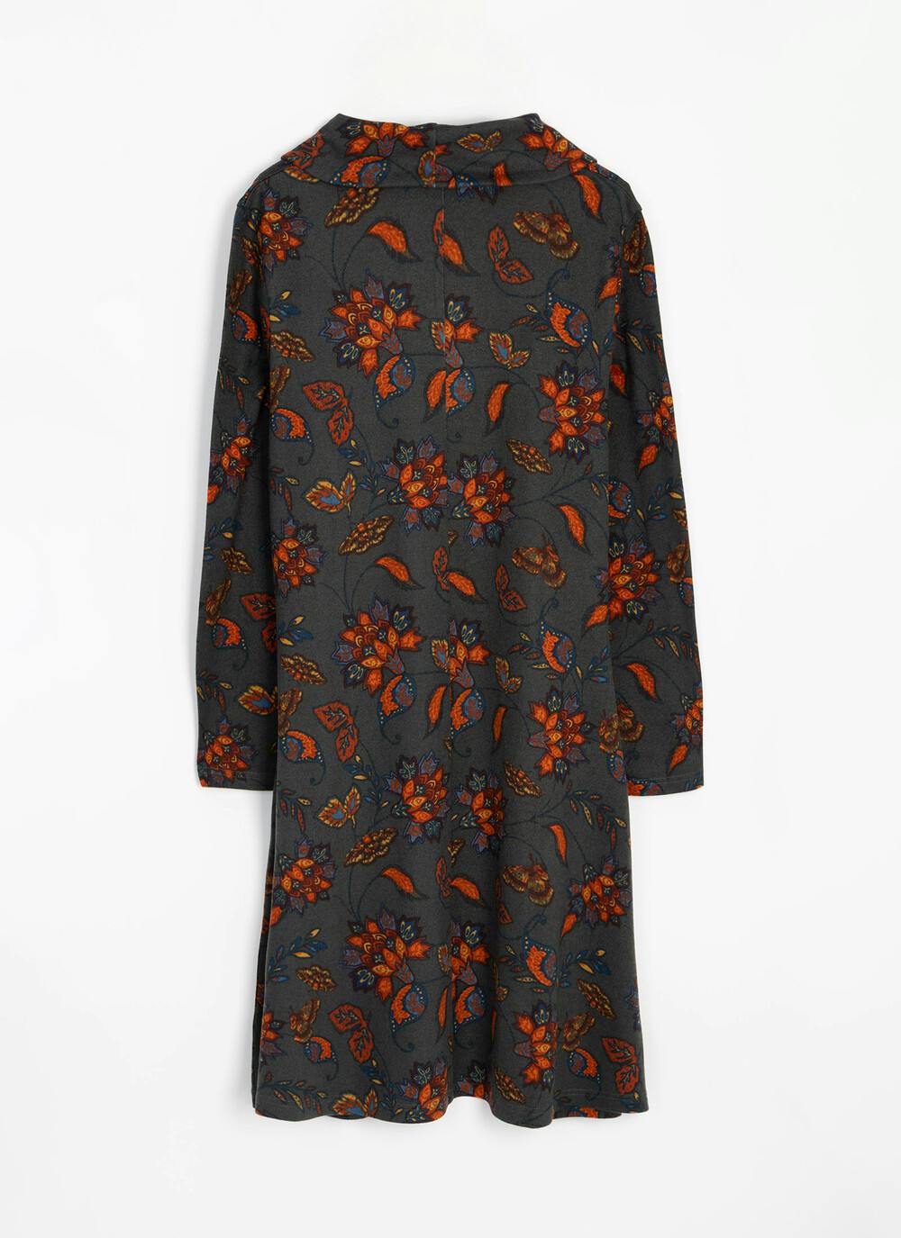  Warm Handle Cowl Neck Printed Dress