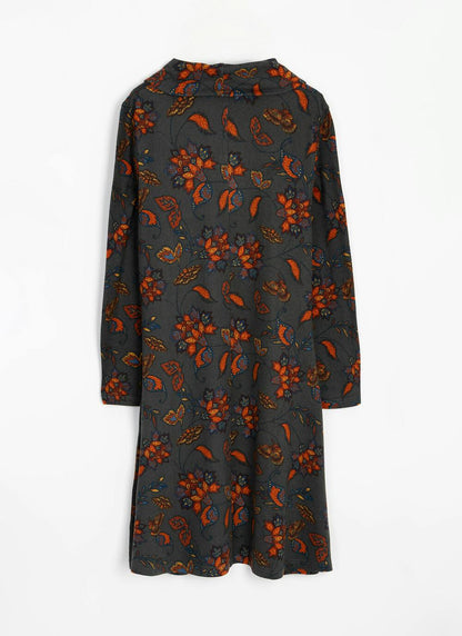  Warm Handle Cowl Neck Printed Dress