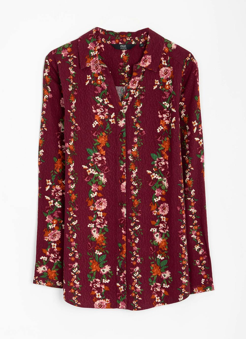  Floral Stripe Printed V Neck Blouse