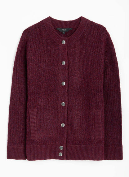  Textured Rib Crew Neck Cardigan