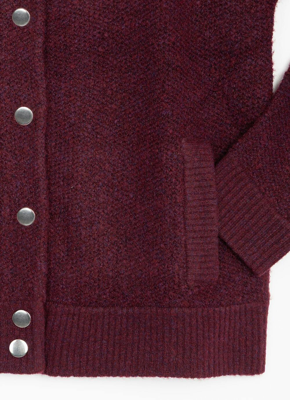  Textured Rib Crew Neck Cardigan
