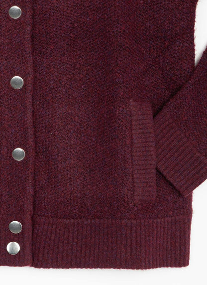  Textured Rib Crew Neck Cardigan