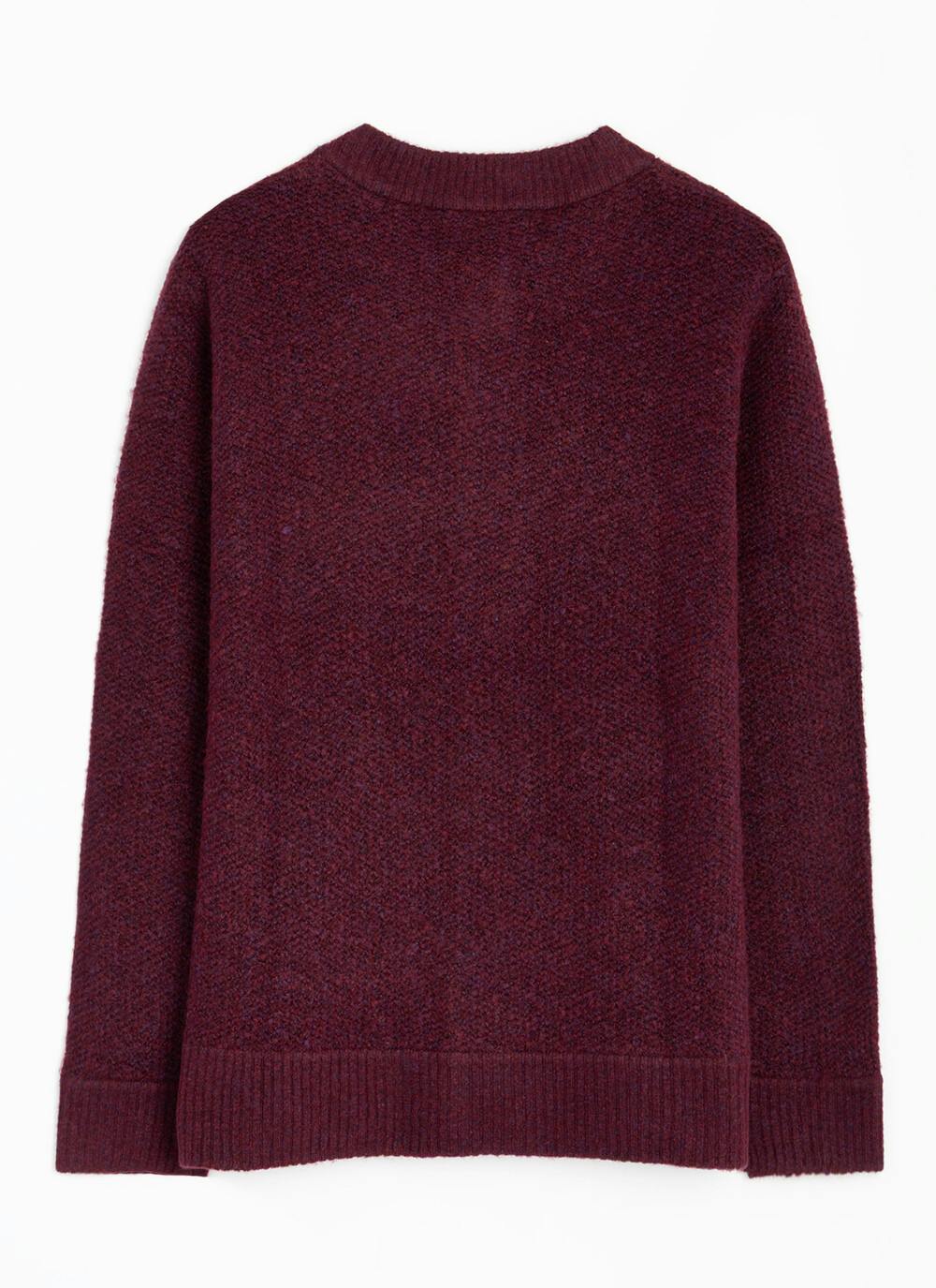  Textured Rib Crew Neck Cardigan