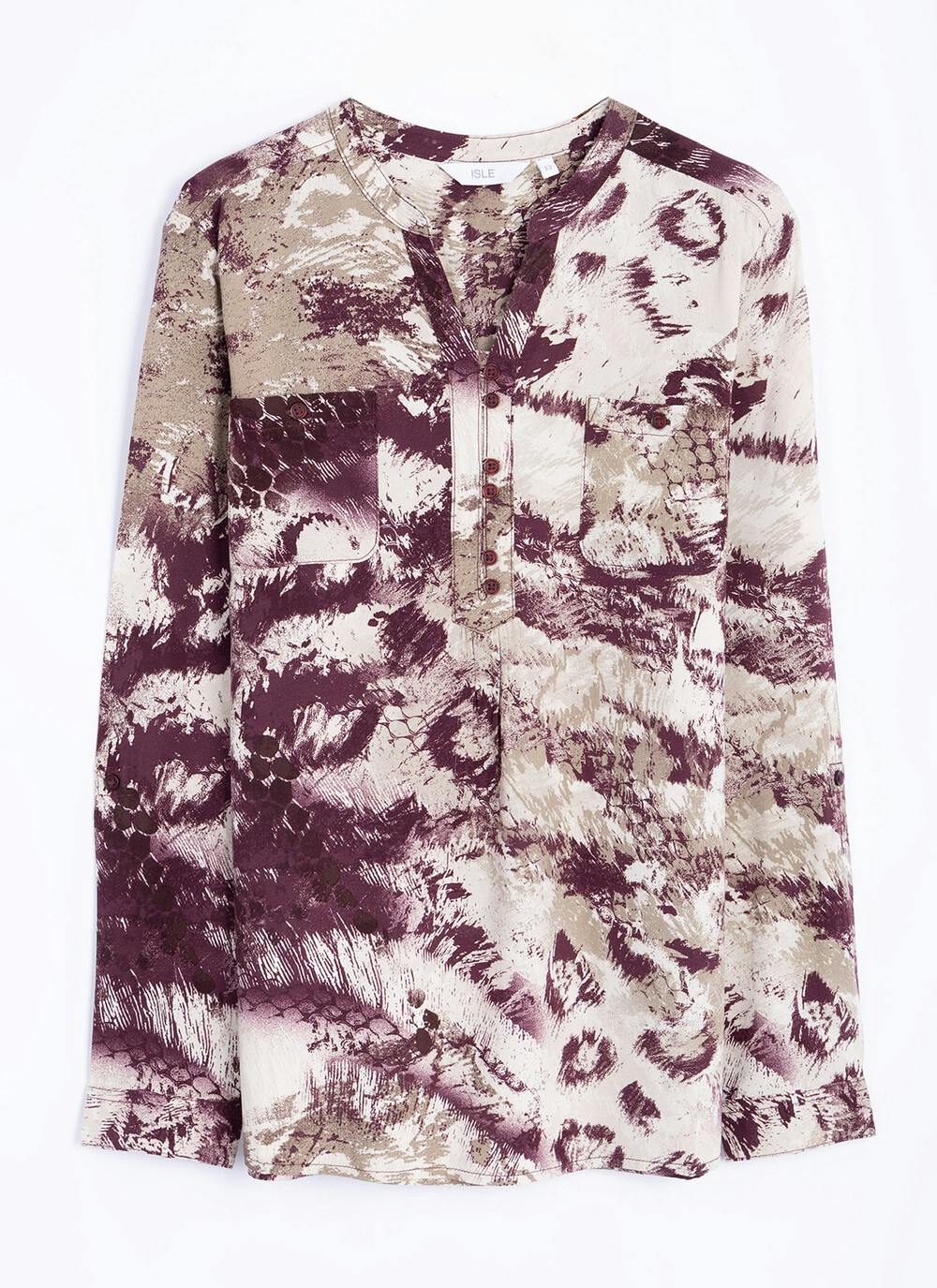  Notch Neck Printed Blouse