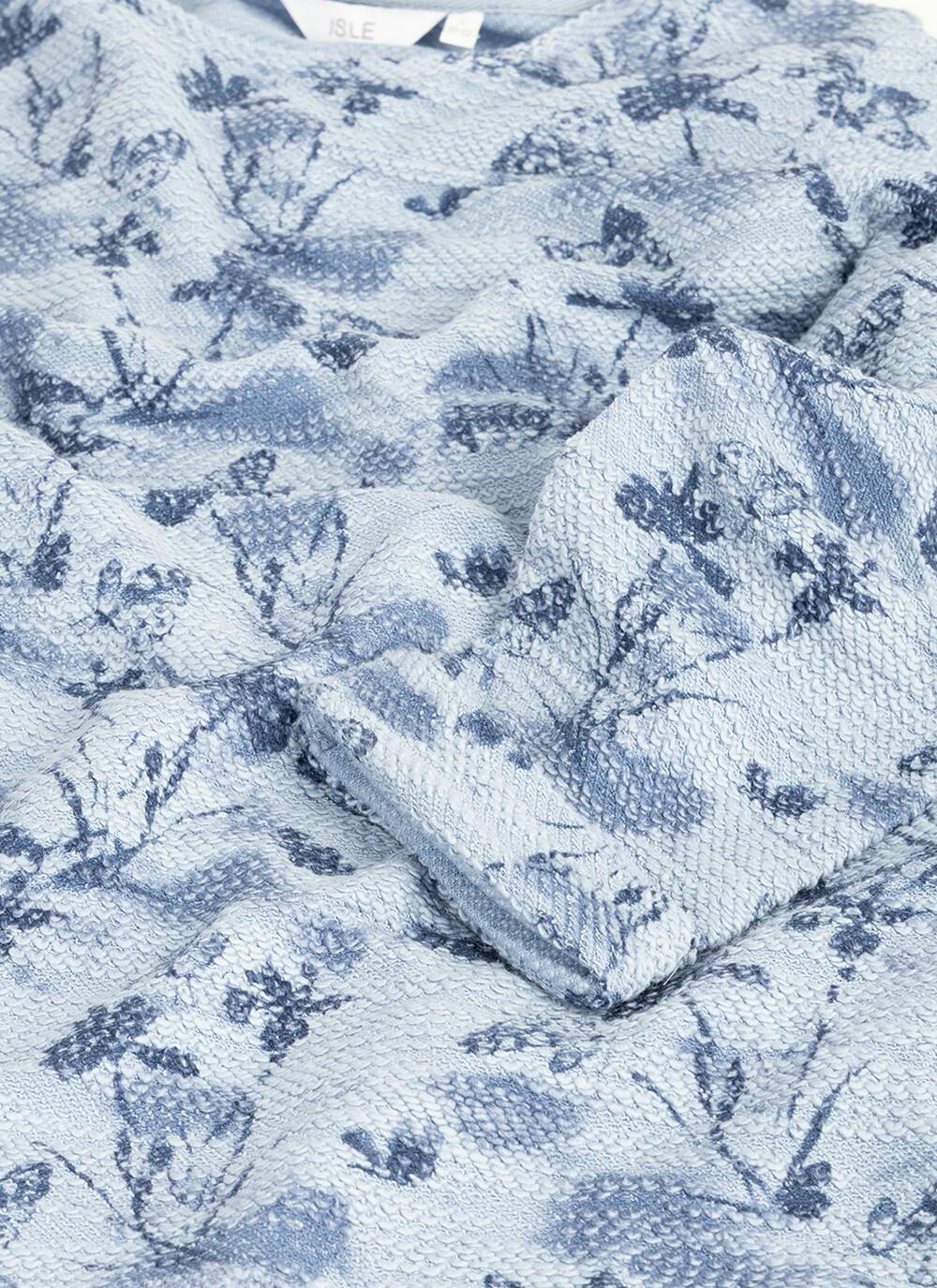  Cotton Rich Textured Crew Neck Printed Top