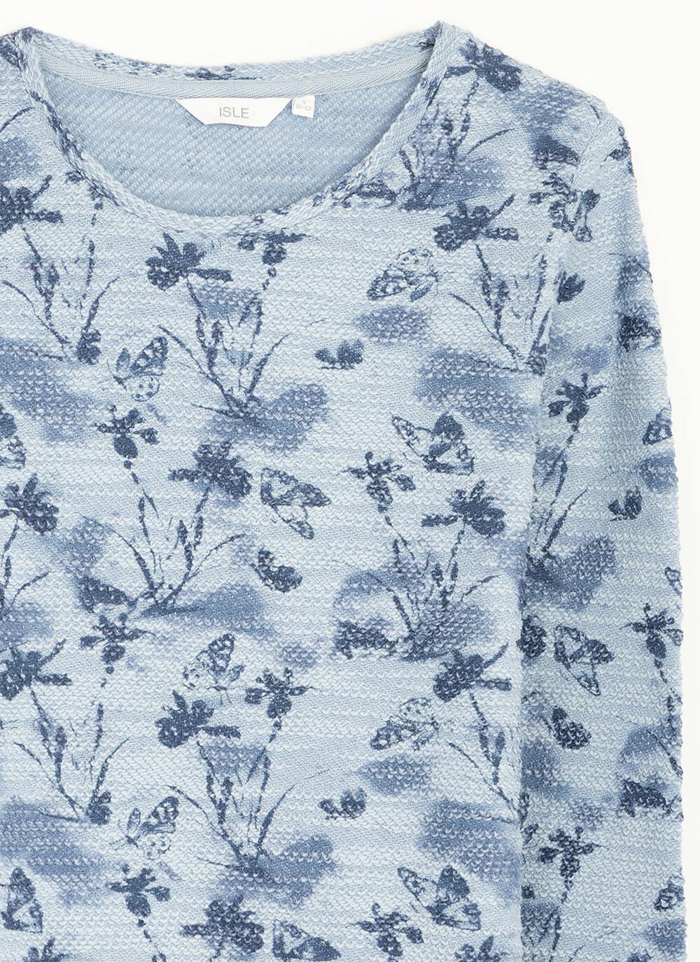  Cotton Rich Textured Crew Neck Printed Top
