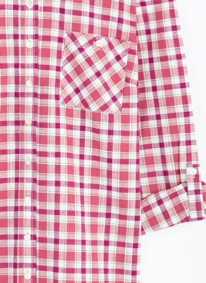  Pure Cotton Round Neck Check Blouse