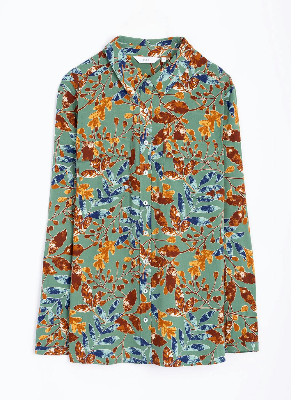  Collared Printed Pocket Shirt