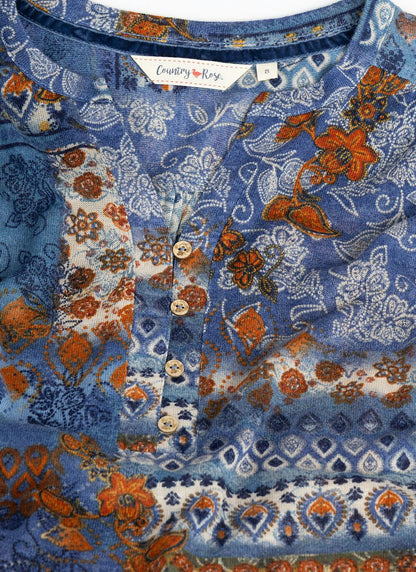  Jersey Printed V-Neck Top