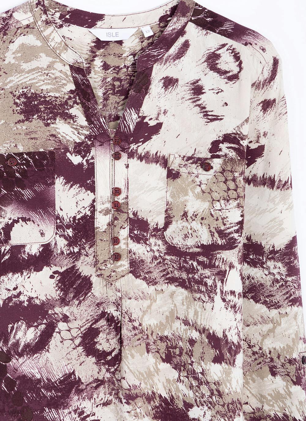  Notch Neck Printed Blouse