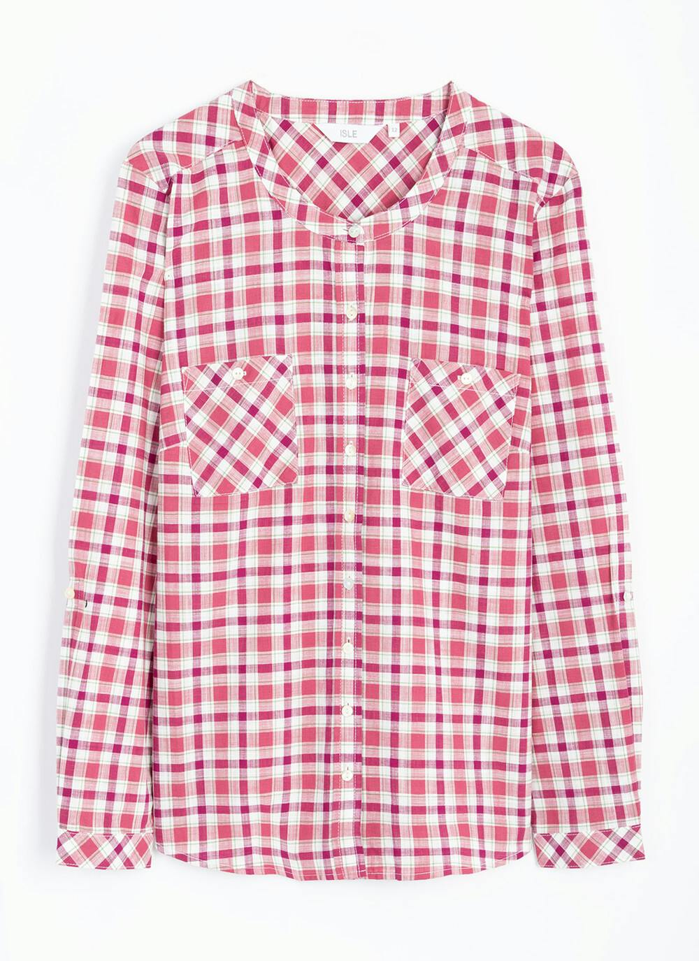  Pure Cotton Round Neck Check Blouse