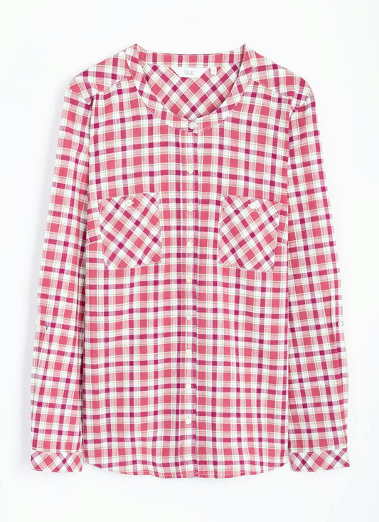  Pure Cotton Round Neck Check Blouse