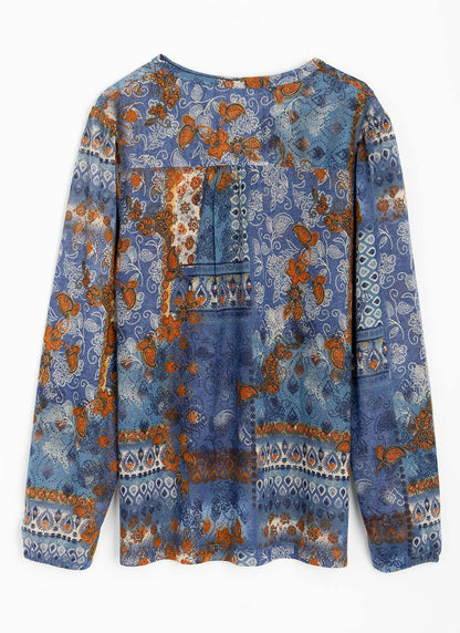 Jersey Printed V-Neck Top