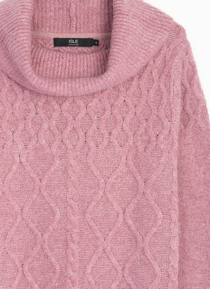  Cowl Neck Cable Knit Jumper