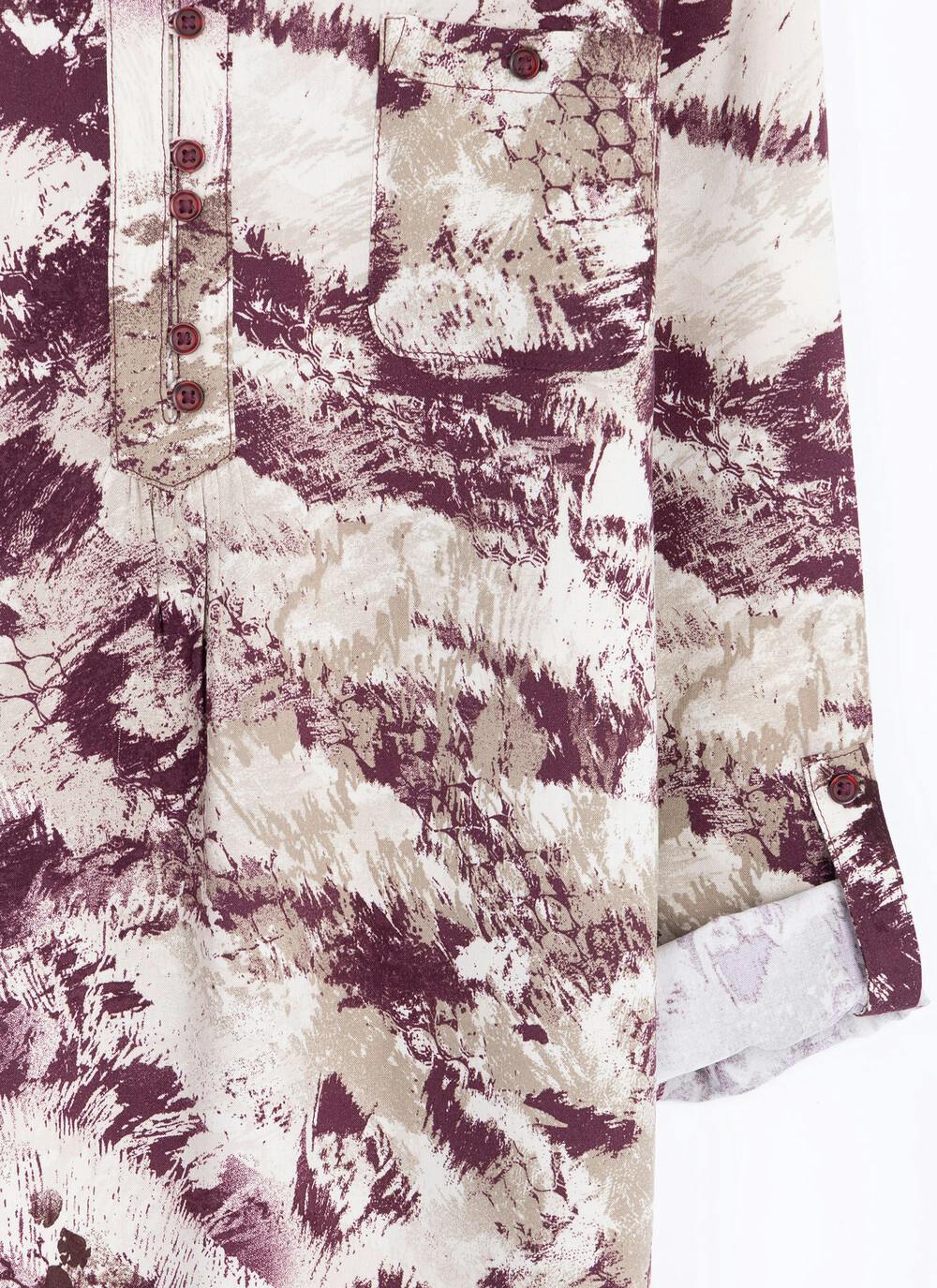  Notch Neck Printed Blouse