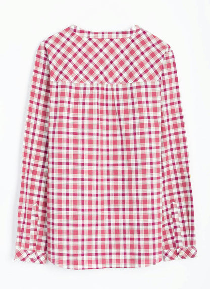  Pure Cotton Round Neck Check Blouse