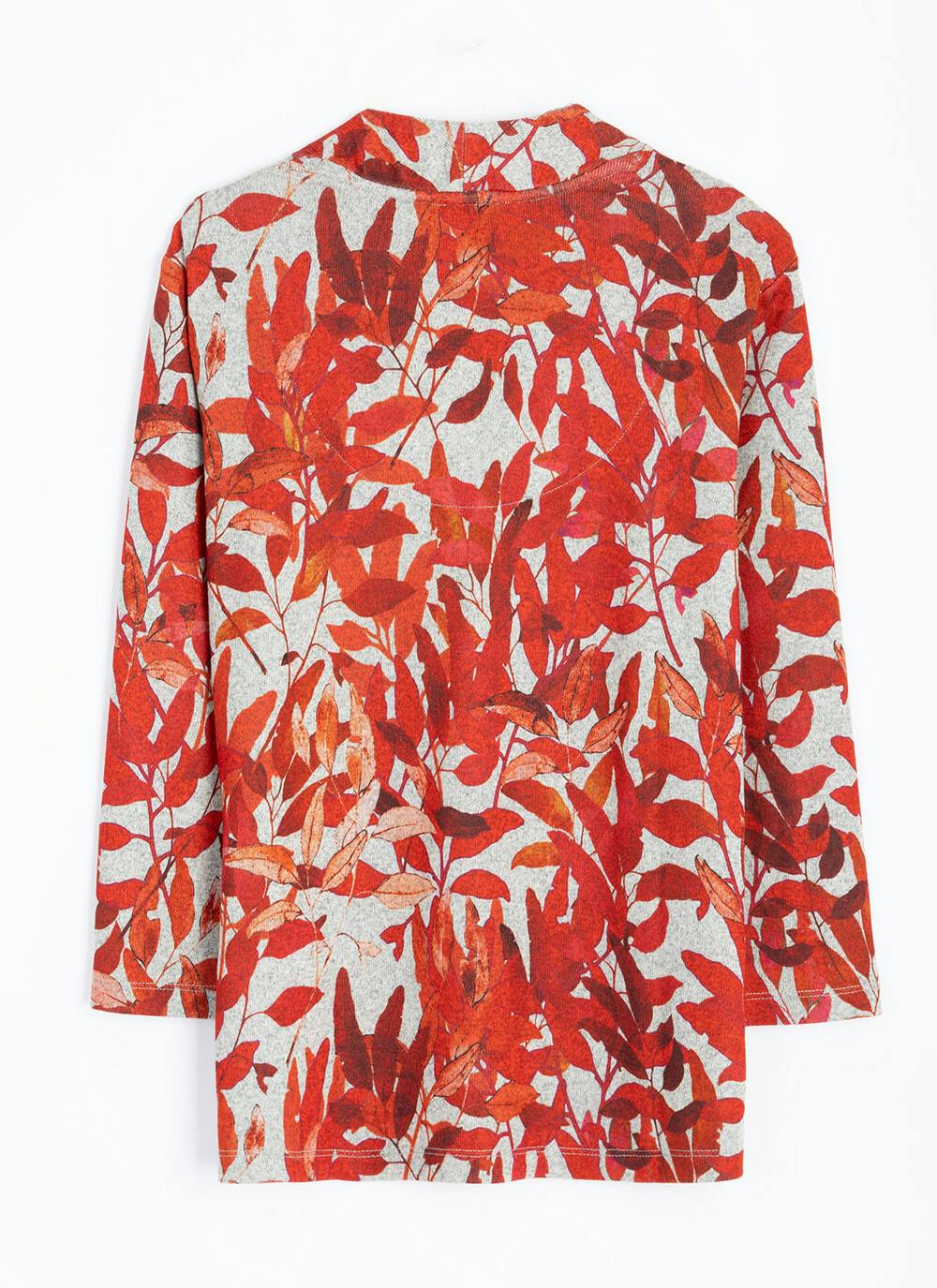  Warm Touch Jersey V Neck Print Top