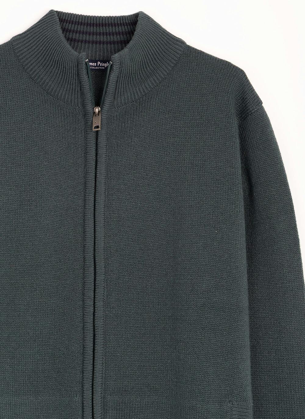  Textured Knit Zip Through Cardigan