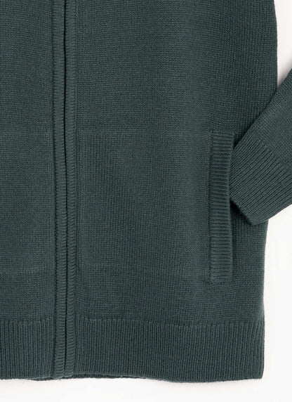  Textured Knit Zip Through Cardigan
