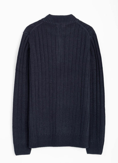  Textured Cable Knit Zip Neck Jumper