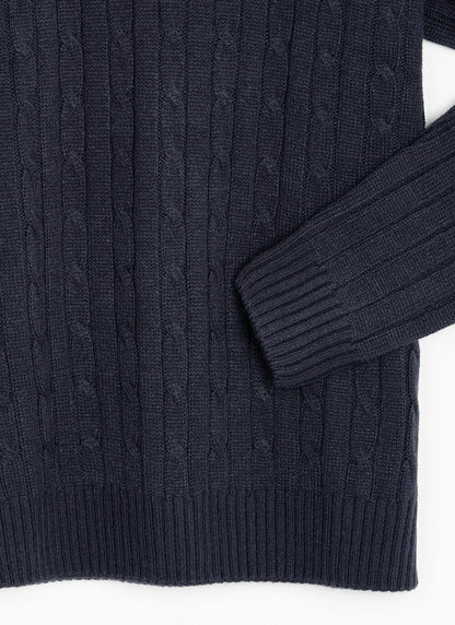  Textured Cable Knit Zip Neck Jumper