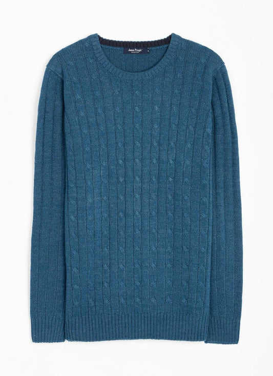  Cable Knit Crew Neck Jumper
