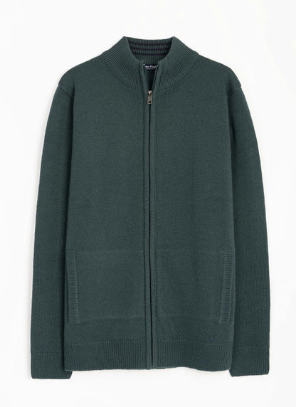  Textured Knit Zip Through Cardigan