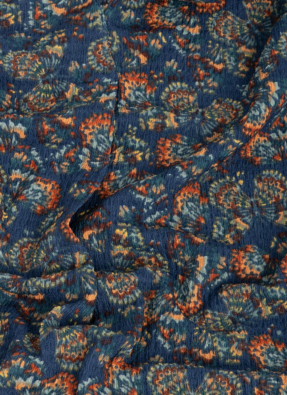  Textured Notch Neck Printed Tunic