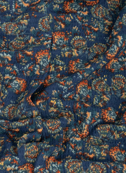  Textured Notch Neck Printed Tunic