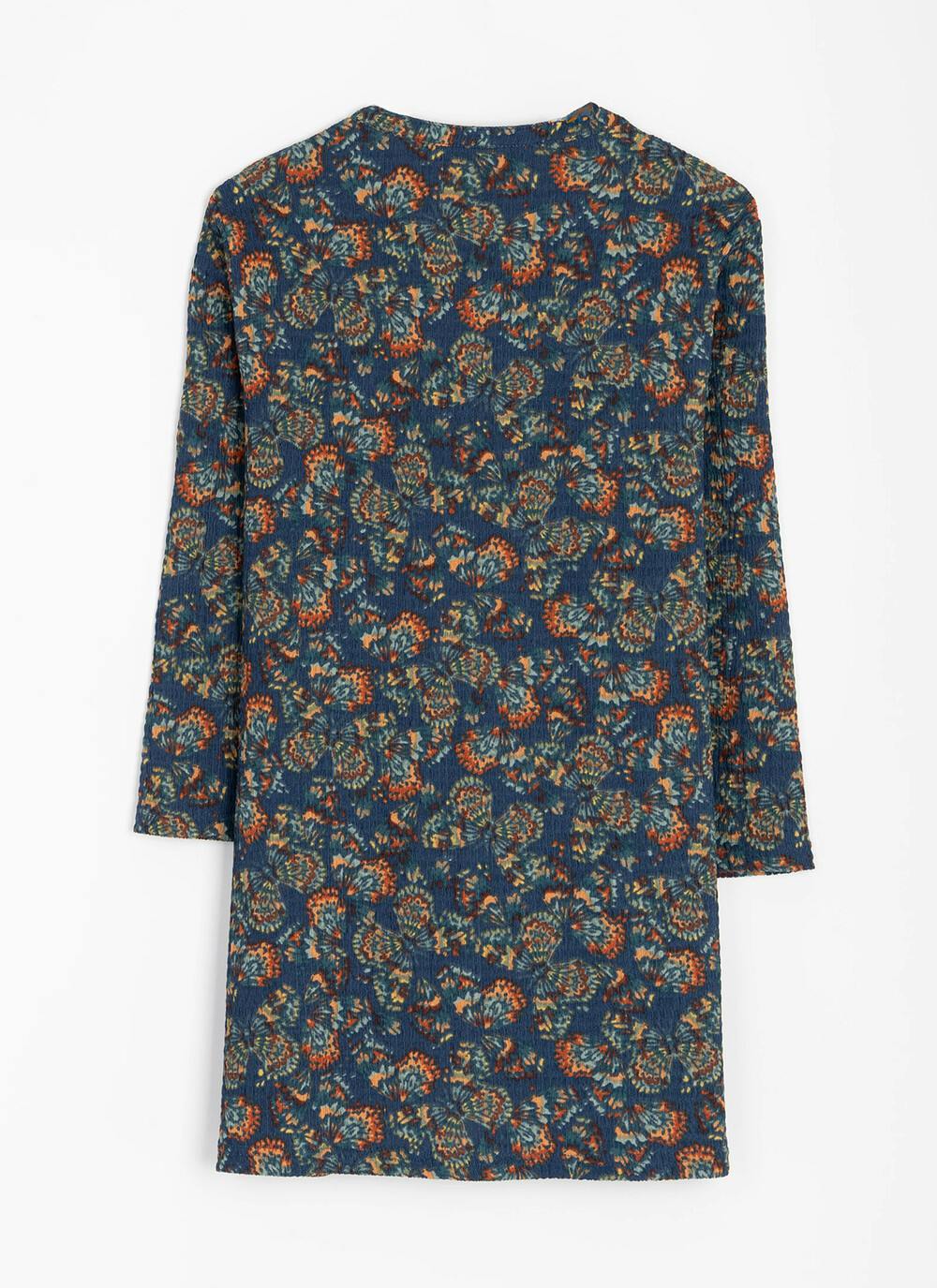  Textured Notch Neck Printed Tunic