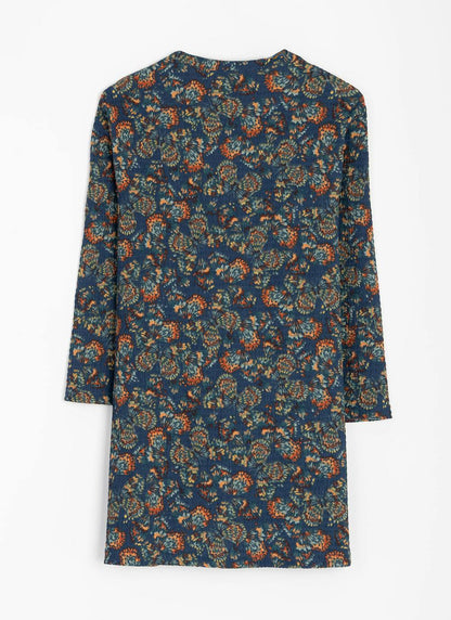  Textured Notch Neck Printed Tunic