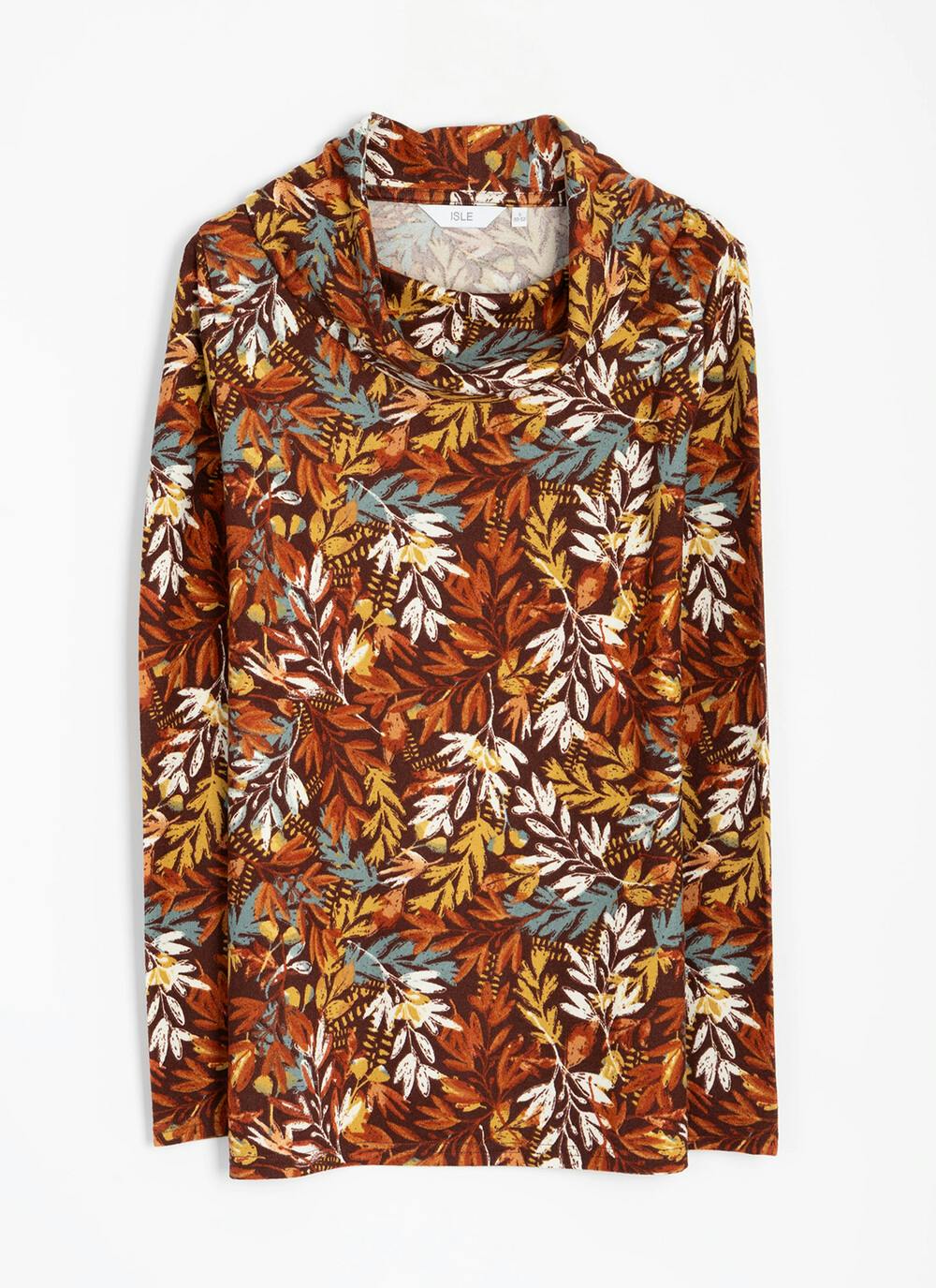 Warm Handle Cowl Neck Printed Top