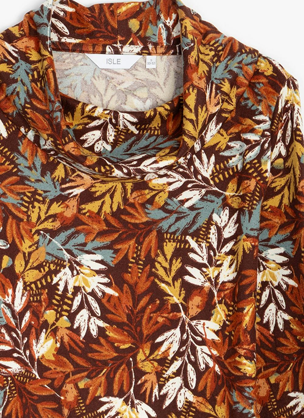  Warm Handle Cowl Neck Printed Top